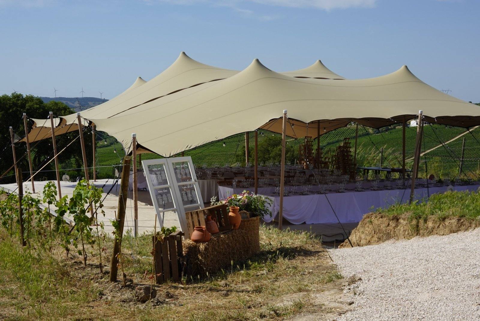 The garden pavilion tent dressed for a celebration