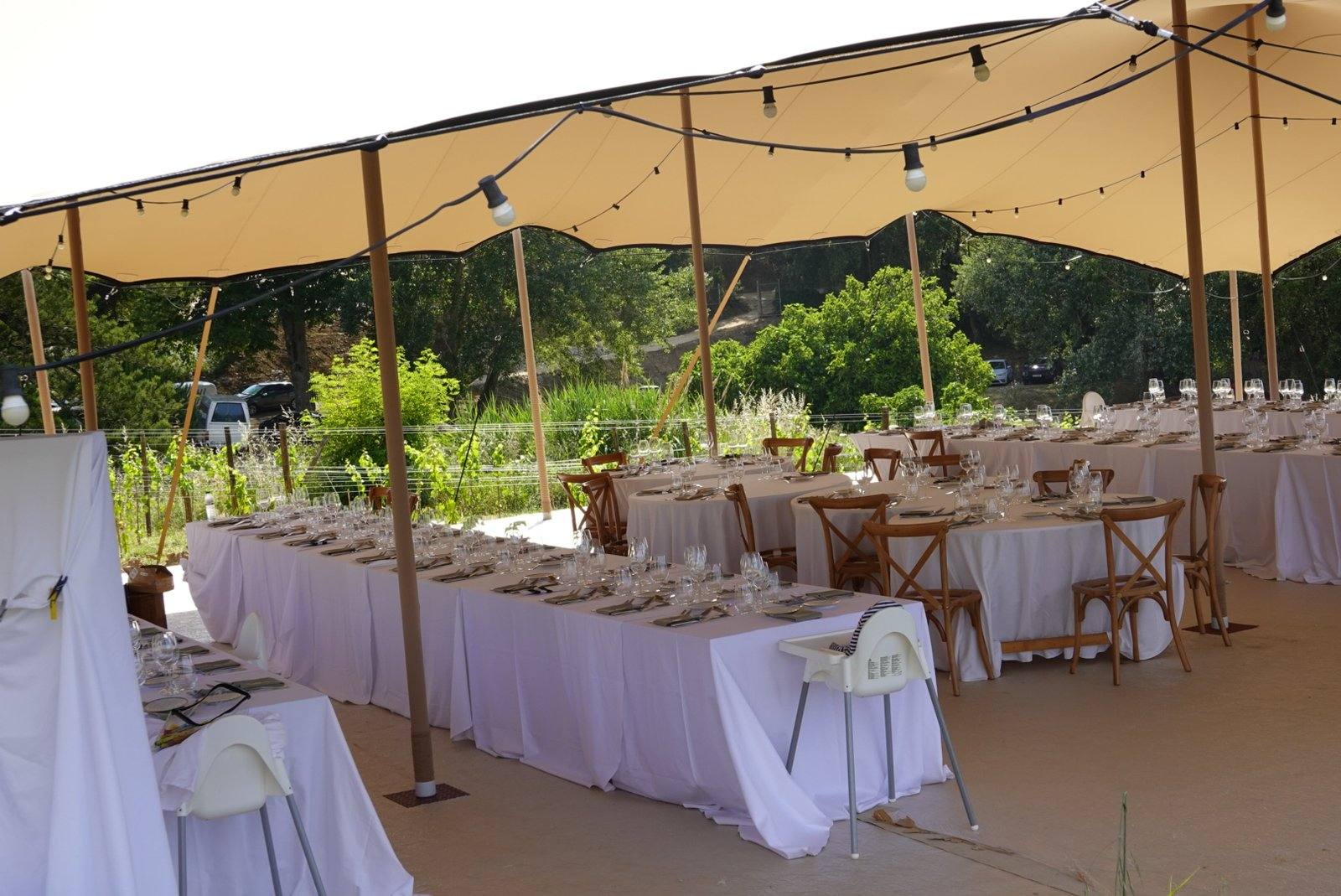 Long tables under the tent